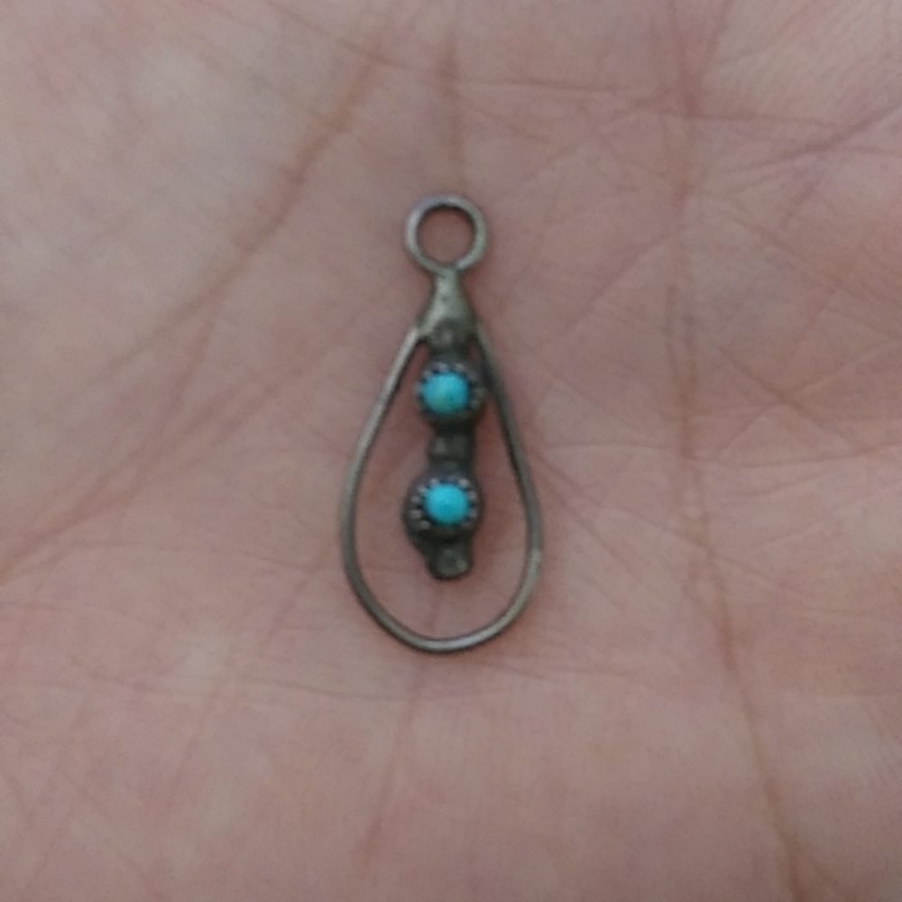 Vintage dainty turquoise southwestern boho pendant charm
